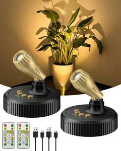lot 14420 image: Floarligso LED Spotlights Indoor with Remote  6500mAh Rechargeable Battery Wireless Plant Light Indoor - Uplights with Timer & Remote Dimmable - Easy Install for Home Decor, Artwork, Plants (2 Pack)