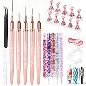 lot 14423 image: Artdone Nail Art Pens And Brushes Set With Liner Paint Dotting Tools, 11PCS Black Color Nail Tools For Long Lines, Thin Details, Fine Drawing For UV Gel Polish Design Sizes 58122025mm