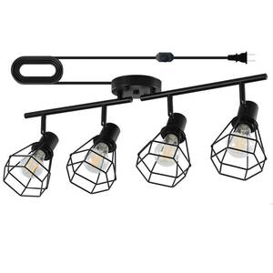 lot 14438 image: YEPOLI Dimmable Black 3 Light Plug in Ceiling Light,Plug in Track Lighting,16.5 Long Cord with OnOff Dimming Switch,Modern Track Lighting Fixture for Livingroom Bedroom Kitchen