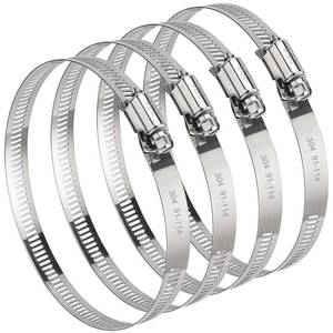 lot 14444 image: 4 Inch (Diameter) Hose Clamp, 304 Stainless Steel Quick-Screw Dryer Vent Clamp, Adjustable 3.5�� to 4.3�� Worm Gear Hose Clamps for Air Ducting, Dust Collection, Automotive, 4 Pack