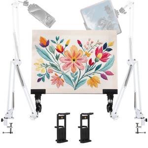 lot 14447 image: White Adjustable Embroidery Hoops Stand for Hand Work,3-in-1 HoopTabletPhone Holder Desk Stand,Cross Stitch Frame Holder with 360° Rotation,Needlework Frame Stand