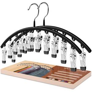 lot 14495 image: Volnamal Legging Organizer for Closet, 2 Pack Metal Yoga Pants Hangers w10 Clips Holds 20 Leggings, Space Saving Hanging Closet Organizer wRubber Coated Closet Organizers and Storage, Black