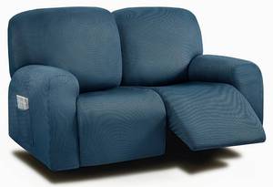 lot 17775 image: ULTICOR Reclining Loveseat Slipcover, 48 - 65 L, 6-Piece Yarn Dyed Sofa Covers, 2 Seat Recliner Cover, Thick, Soft, Washable (Navy)