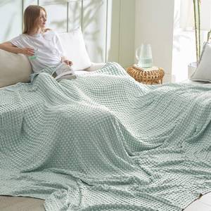 lot 17778 image: Bedsure Cooling Cotton Waffle Oversized King Blanket - Lightweight Breathable Blankets Rayon Derived from Bamboo for Hot Sleepers, Luxury Throws for Bed and Sofa, Mint Green, 120x96 Inches