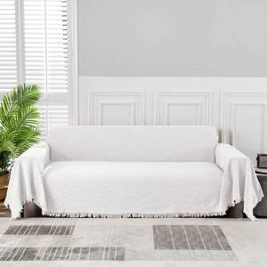 lot 17784 image: MEETSKY Oversized White Couch Cover Sofa Cover for 3 Cushion Couch Extra Long Sofa Covers Washable for Living Room Sectional Sofa Couch Covers for Dogs Couch Protector (XXX-Large91 x 150, White)