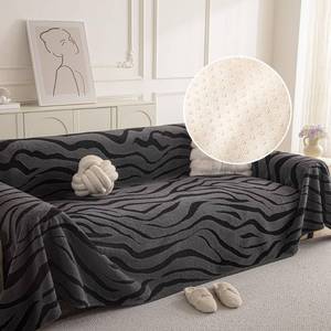 lot 17790 image: KaviKon Non Slip Couch Covers for 3 Cushion, Scratch Resistant Pet Friendly Sofa Couch Covers for Dogs, Sherpa Velvet Protectors Slipcovers, Washable Furniture Covers, 71 x 134, Zebra Wave Grey