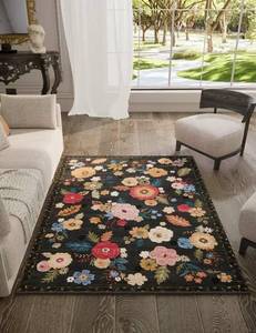 lot 17801 image: 3x5 Washable Area Rugs for Bedroom Entryway Rug with Non Slip Backing Low Pile Soft Faux Wool Distressed Vintage Floral Small Throw Rugs for Living Room Kitchen Office Dorm Entrance Enytry Indoor