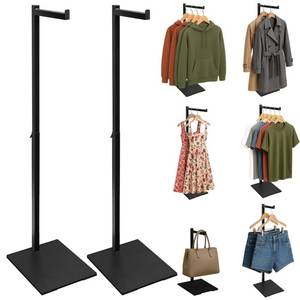lot 17807 image: koretech Standing Clothes Rack, 21 - 36 Height Adjustable Clothes Hanger Stand, Metal Clothes Rack, Clothing Display Rack, Garment Display Stand for Thrift Shops and Retail Store, White, 2Pack