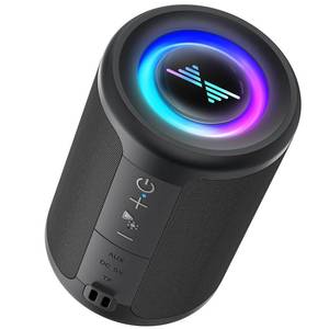 lot 18025 image: LENRUE Small Portable Bluetooth Speaker with Lights, TWS Stereo Surround Sound, Type C Powered, Bluetooth 5.3, AUX TF Card Input, Wireless for Outdoor Home, Coolest Gifts