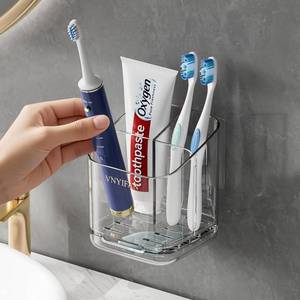 lot 18027 image: Toothbrush Holders for Bathrooms, 3 Slots Detachable Electric Toothbrush Holder Wall Mounted with Divider, Removable Tooth Brush and Toothpaste Holder Organizer for BathroomKitchenOffice