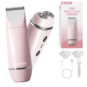 lot 18031 image: bluefair Bikini Trimmer for Women, 2 in 1 Electric Razors for Women Electric Shaver, IPX7 Waterproof Body Hair Trimmer Shaver,Replaceable Lady Facial Razor Bikini Trimmer for Legs Private (Pink)
