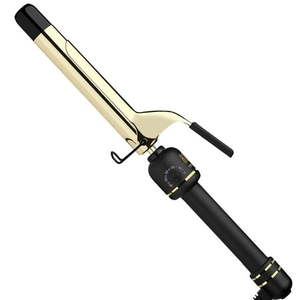 lot 18040 image: HOT TOOLS 24K Gold Extended Barrel Spring Curling Iron 1  with Clamp for Bouncy Curls