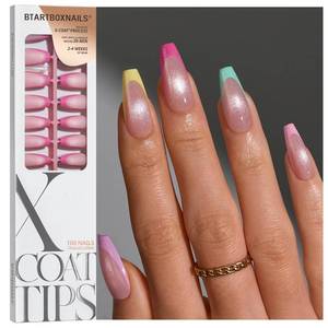 lot 18397 image: BTArtboxnails XCOATTIPS 5 Brighter Pastel French Tip Press on Nails - Medium Coffin, Cat Eye Base, 4-Week Wear, Easy-to-Apply, Soak Off, Salon Quality Value at Home, 16 Size - 160 Fake Nails