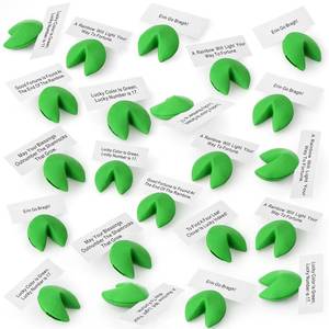 lot 18399 image: (All pink not Green)Zhanmai Set of 48 Hot Pink Fortune Cookie Erasers Mini Funny Cute Fortune Cookie Erasers with a Positive Message for Lunar New Year, Valentines Day, St. Patricks Day Party Favors