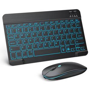 lot 18403 image: TECURS Bluetooth Keyboard and Mouse Combo for iPad - Rechargeable Wireless Keyboard & Mouse with 7-Color Backlit Compatible with iPad 10th9th8th Gen, iPad ProAirMini, iPhone151413 Pro, Black