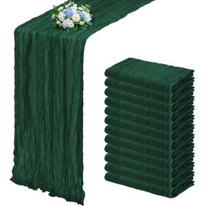 lot 18418 image: RealBox 12 Pack Emerald Green Cheesecloth Table Runner 17x108 Inch Semi Sheer Boho Gauze Cheese Cloth Fabric Table Runners, for Wedding Party Baby Shower Birthday Home Decor Garden Farmhouse