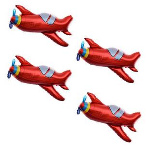 lot 18421 image: 4 Pcs Large Red Airplane Helicopter Plane Foil Balloon Aviator Adventure Themed Birthday Party Decorations(37x31inch)