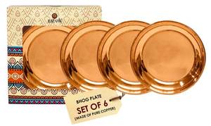 lot 18431 image: SATVIK Pure Copper Pujan Bhog Thali Set of 6 Traditional Copper Plates for Puja, Prasad Offering, Mandir & Temple Handmade Durable Copper Thali for Hindu Rituals, Daily Prayer & Spiritual Home Decor
