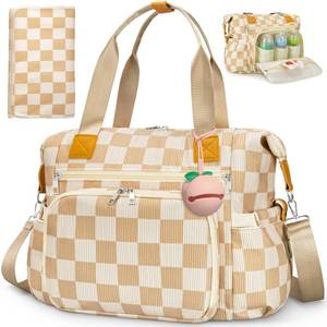 lot 18475 image: KUBYA Diaper Bag Tote, Diaper Tote Bag Travel Hospital Mommy Baby Nappy Tote Bag for Women, Corduroy Stylish Cute Gym Tote Bag for Women, with Silicone Pacifier Case & Changing Pad