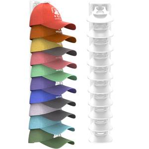 lot 18477 image: HeQe Hat Organizer for Baseball Caps Hold Up to 20 Hats, Hat Rack for Wall, Strong Adhesive Hat Storage Display Holder(White-1 Pack)