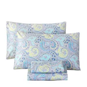 lot 18481 image: URBONUR Paisley Sheets Set Queen Size 4Pcs Bohemian Paisley Bedding Sheets Collection Luxury 100% Cotton Sheets Set Silky Smooth & Crisp Bed Linen Set (4pcs, Blue Paisley)
