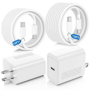 lot 18483 image: 40W USB C Fast Charger for iPhone 17 Air1615 Pro Max,2Pack 10FT Type C Charger Block & Cable, PD 3.0 Super Fast Charging for iPad Pro MacBook AirPro M1M2, AirPods