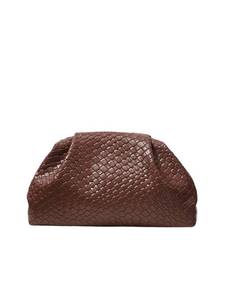 lot 18486 image: QWINEE Womens Woven Evening Bag Dumpling Clutch Purse No Strap Handbags Elegant Faux PU Leather Clutch Bag Coffee Brown One-Size