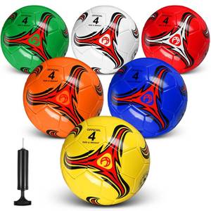 lot 19759 image: Deekin 6 Pcs Soccer Ball Bulk with Pump Size 543 Soccer Ball for Indoor Outdoor Sport Practice Competition Sport Training Accessories for Youth Adults(Size 4,Stylish)