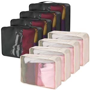 lot 19768 image: Silkfly 8 Pcs XL Packing Cube for Travel Luggage Organizer Suitcase High Capacity Large Packing Bag Bulk Reusable Mesh Travel Cube for Hiking Camping Accessory, 17.7 x 13 x 4.7 Inch (Black Beige)