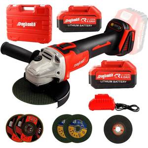 lot 19770 image: DOGTOOTH Max 21V 4-12 Cordless Angle Grinder Set with 2  4.0 Ah Batteries, Compatible with Makita 18V Battery, Brushless Motor, Max10000 RPM, Charger, 4 Cutting&Grinding Discs and Carry Case (Case Broken)