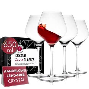 lot 19798 image: Gusto Nostro Crystal Wine Glasses Set of 4, 22 Oz Long Stem Modern Wine Glasses for White and Red Wine, Dishwasher Safe, Fancy, Elegant, Large and Tall Wine Glass for Wedding Christmas Anniversary