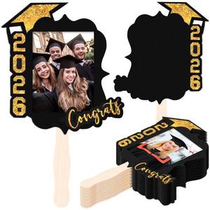 lot 20000 image: 24 Pcs Personalized Graduation Fans Custom Photo Cutout Face Fans with Handle Double Sided Class of 2026 Grad Photo Props Grad Party Supplies Blank DIY Frame for Graduation Party Souvenirs(Blue)