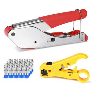 lot 20047 image: Hiija Coax Cable Crimper Kit Coaxial Cable Rg6 Compression Tool Kit with 20PCS F RG6 Connectors, Wire Coax Cable Stripper Tool