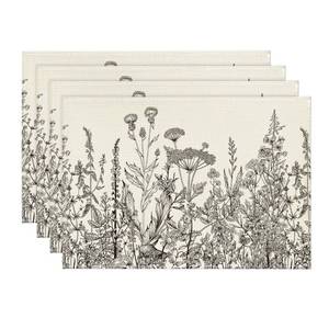 lot 20436 image: Artoid Mode Grey Antique Herbs and Wild Flowers Spring Placemats Set of 4, 12x18 Inch Seasonal Table Mats for Party Kitchen Dining Decoration