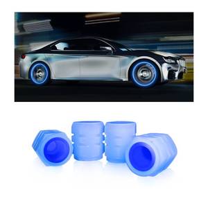 lot 20440 image: Tire Valve Stem Caps for Car, 4PCS Noctilucous Tire Air Caps Cover, Illuminated Auto Wheel Valve Stem Cap, Car Accessories Universal for Car, Truck, SUV, Motorcycles, Bike (Blue)