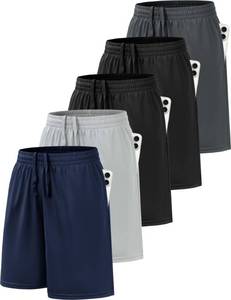lot 20473 image: BVNSOZ Boys Basketball Shorts Youth Boys Active Athletic Performance Soccer Shorts with Pockets&Elastic Waistband Moisture Wicking Short for Boys (Medium)