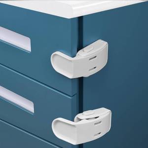 lot 20484 image: 4 Pack Drawer Locks Baby Proofing, Maveek Child Proof Cabinet Locks For 0-12 Month Baby Safety Botton Lock For Drawers Side Furniture Latches Corner Edges (White)