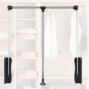 lot 6165 image: Telescopic Wardrobe Closet Rod Kit with Installation Hardware