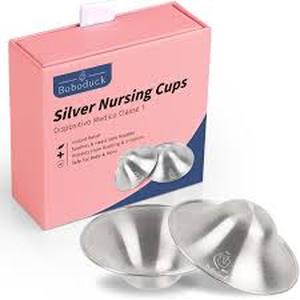 lot 6253 image: Boboduck Silver Nursing Cups for Breastfeeding
