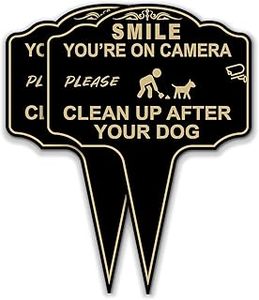 lot 12093 image: Smile Youre On Camera Clean Up After Your Dog Metal Sign 2 Pack