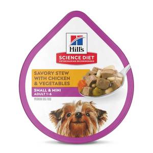 lot 1390 image: Hills Science Diet Adult 1-6 Small & Mini Wet Dog Food, Chicken & Vegetables, 3.5 oz. Trays, 12-Pack