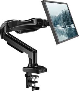lot 1395 image: HUANUO FlowLift Single Monitor Mount, 13 to 32 Inch Monitor Arm, Adjustable Monitor Stand, Vesa Mount with Clamp and Grommet Base - Fits 4.4 to 19.8lbs LCD Computer Monitors