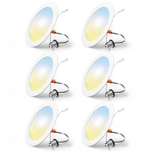 lot 1396 image: FREELICHT 6 Pack Retrofit LED Recessed Lighting 6 Inch, Selectable 2700K3000K4000K5000K6000K, Dimmable Flat LED Can Lights, 10W110W, 1000LM, IC & Damp Rated, ETL & FCC, White