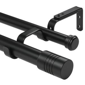lot 1402 image: Creatyi 1 Inch Heavy Duty Double Curtain Rods 32 to 129 Inch Adjustable Double Curtain Rods for Windows for Bedroom Living Room Kitchen Study Office (Black)