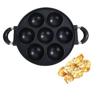 lot 1415 image: Heaunzy Japan Large Aperture Takoyaki Pan, Cake Mold, Masa Pan, Takoyaki Maker, Nonstick, 0.95kg (7 Hole)