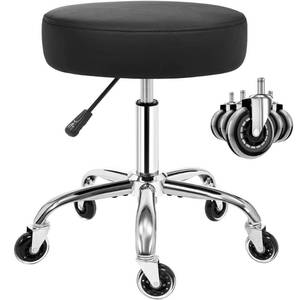 lot 1419 image: ANWBROAD Round Rolling Stool with Wheels Height Adjustment 360° Swivel Stool Heavy Duty Wide Chair PU Leather Soft Seat Cushion for Massage, Salon, Bar, Home, Office, Tatoo, Medical, Black UWSC001B
