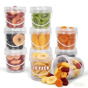 lot 1422 image: Airtight Clear Plastic Bucket with Lid, Ice Buckets for Parties, Reusable Ice Cream Tub with Handle, Food Storage Container, Food Grade Freezer and Microwave Safe for Sauce, Soup (16 OZ500 ML)