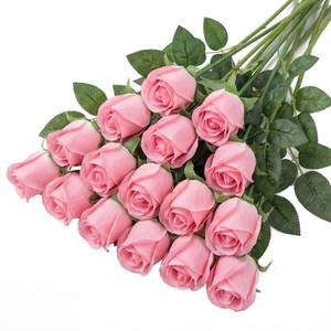 lot 1427 image: Maysing 15 Pcs Dark Pink Rose Buds Silk Artificial Flower 17 Silk Bud Realistic Design Faux Rose Artificial Flower with Stem for DIY Bouquets Wedding Centerpiece Party Kitchen Home Decor