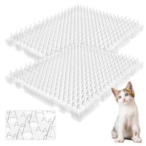 lot 1447 image: OCEANPAX Scat Mat for Cats 16 x 13 Inch, 12 Pack Clear Cat Deterrent Mat with Spikes and 50 Stickers, Humane Indoor Outdoor Cat Repellent for Furniture, Counters & Garden Beds