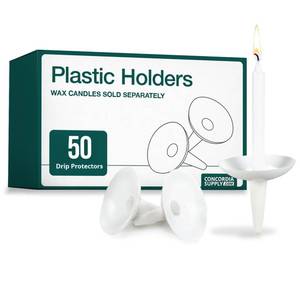 lot 1450 image: Concordia Supply Candlelight Service Reusable Plastic Candle Holders for Candlesticks - 50 Pcs. Protector for Church Vigils, Memorial, Congregational, & Christmas Eve Candles